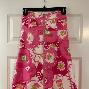 Lilly Pulitzer Size 4 Pink Floral Strapless Mini Dress Front Zipper